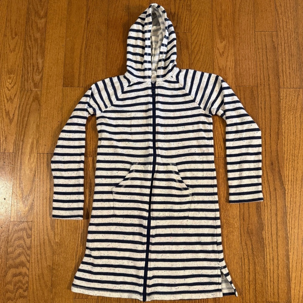 Lands End Kids Striped Hooded Zip-Up Jacket Size L